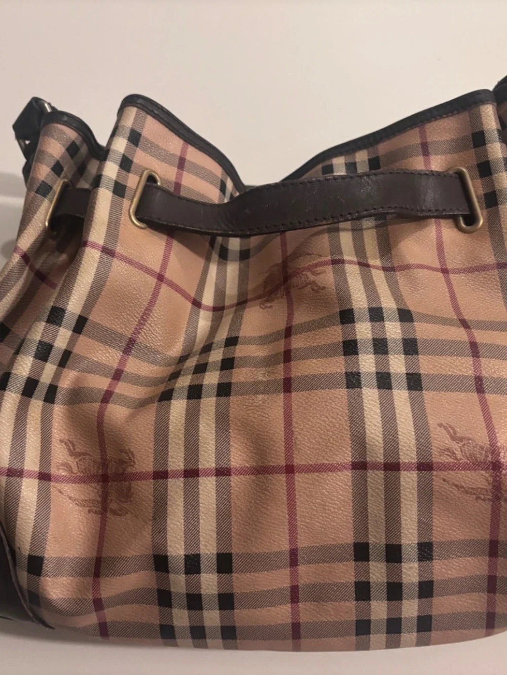 Authentic Burberry Signature Haymarket Hobo with matching Burberry wallet
